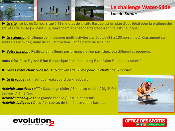 Challenge Water slide Lac de Sames